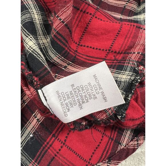 C‎ Label Top Womens Large Red Plaid Off Shoulder 3/4 Sleeve Bohemian Casual - Picture 12 of 12